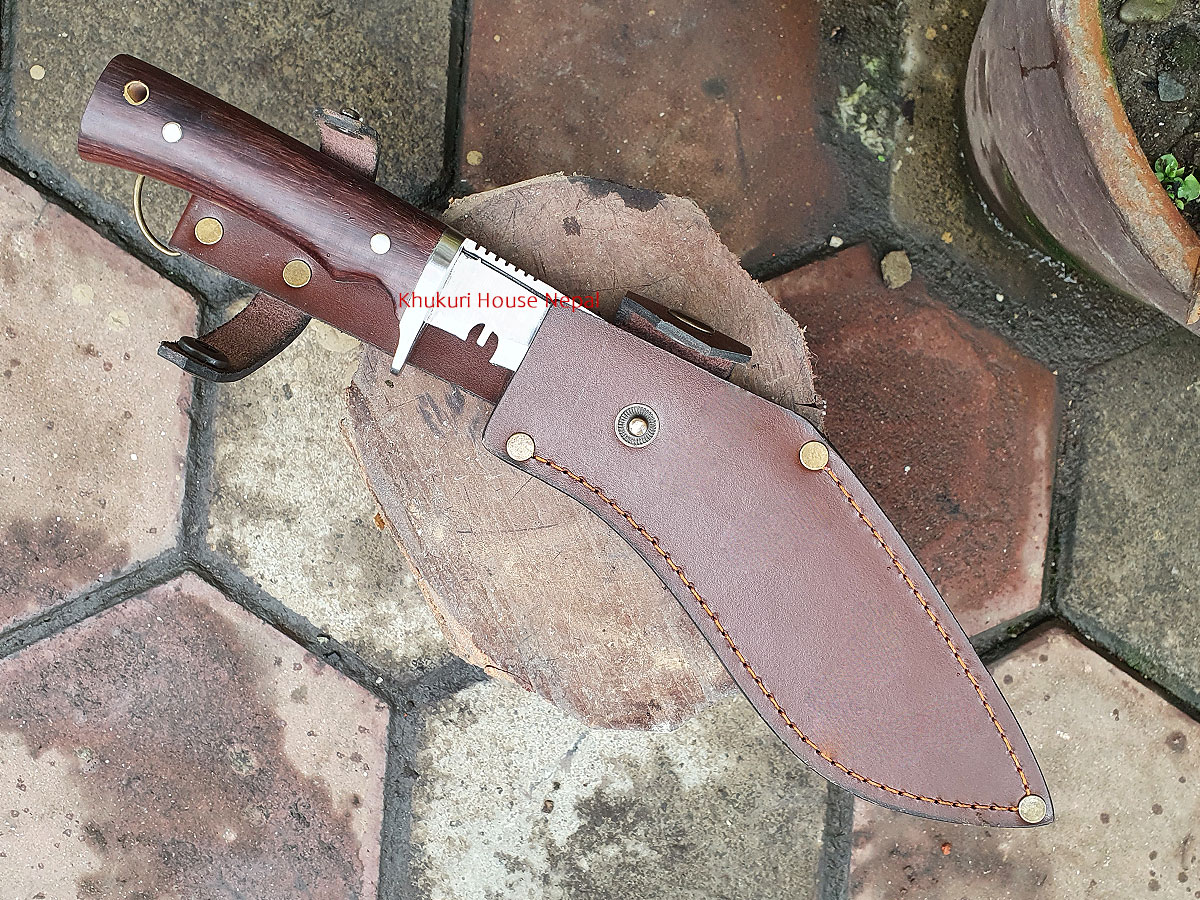 Bushcraft Kukri with Western Style ALL-Leather Sheath