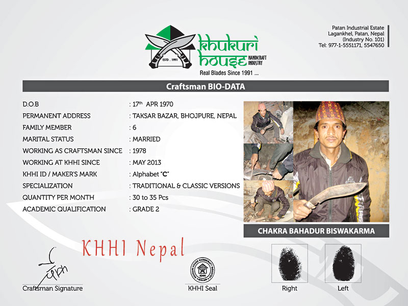 Chakra BK, a master maker of the Bhaktapure kukri