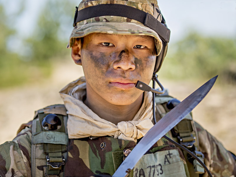 gurkha soldier posing with service khukuri