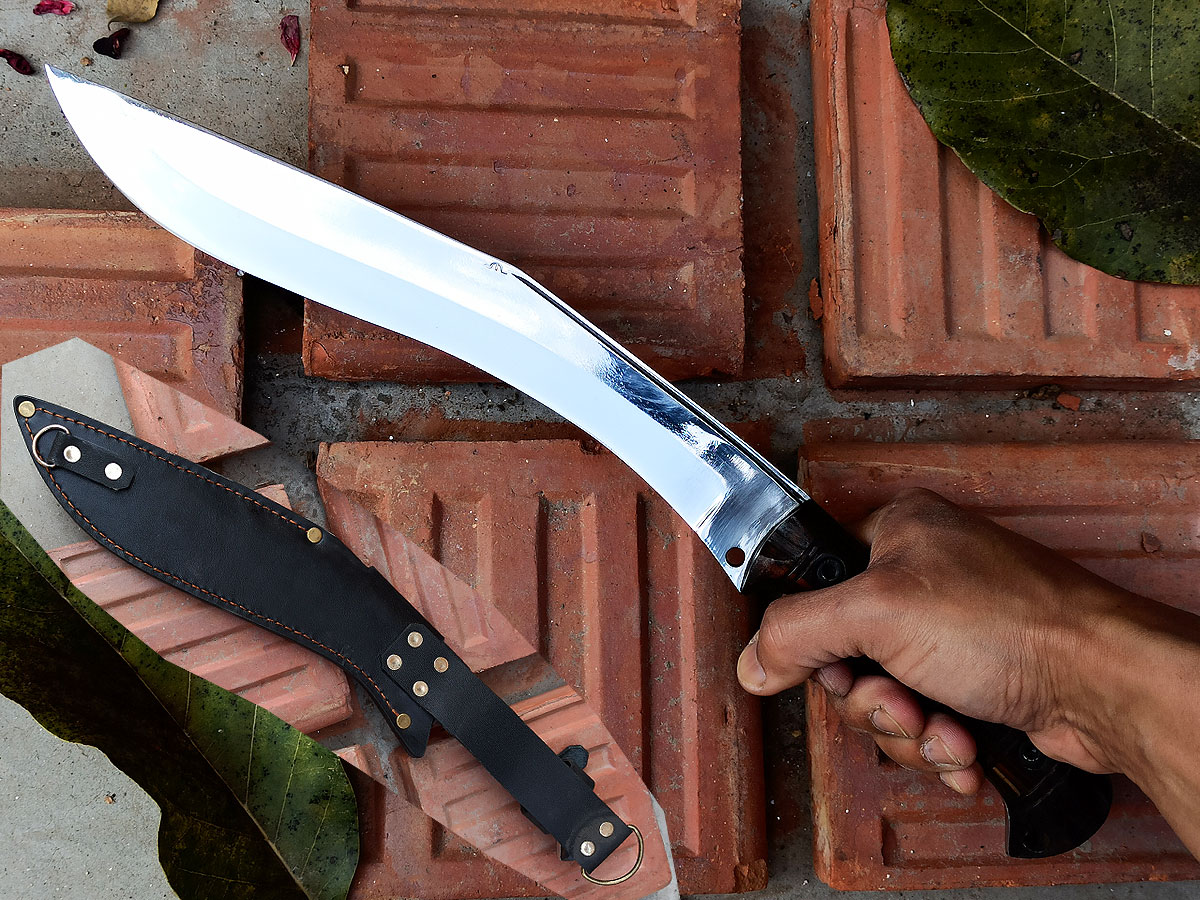 Himalayan kukri, a modern knife with leather sheath