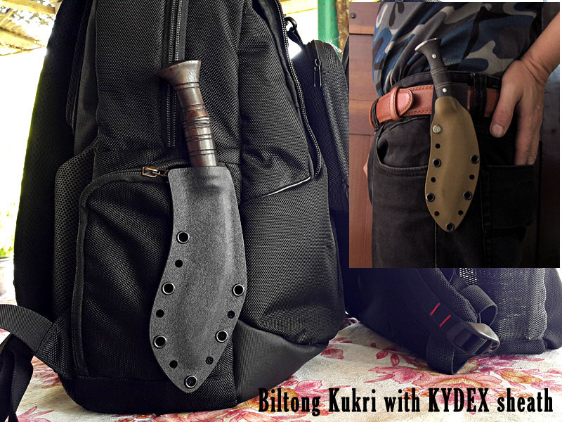 Kukri with Black and Green kydex sheaths