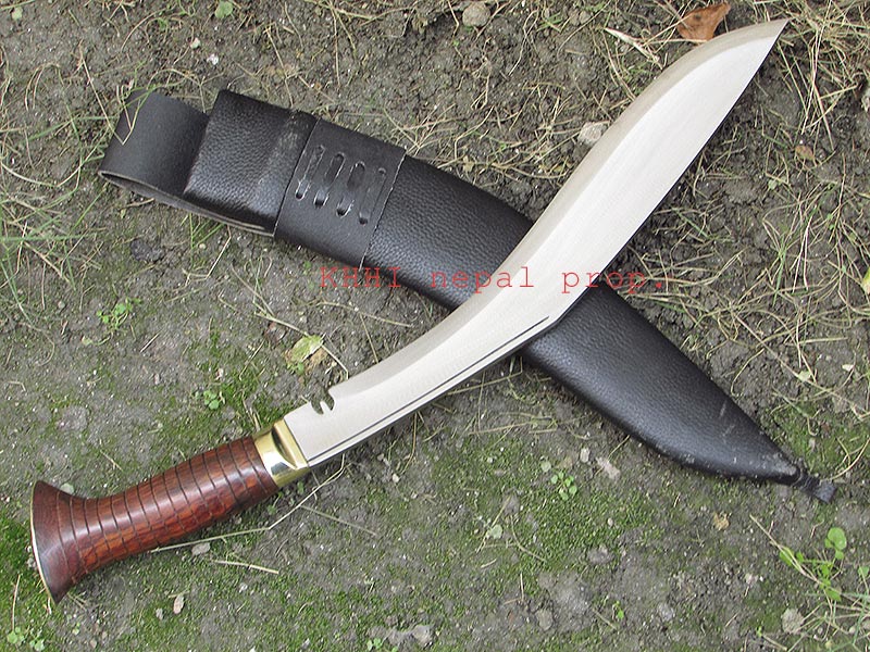 kukri machete with ridges carved in handle