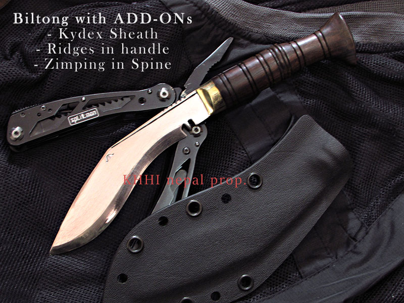 Biltong Kukri; pocket knife with kydex sheath