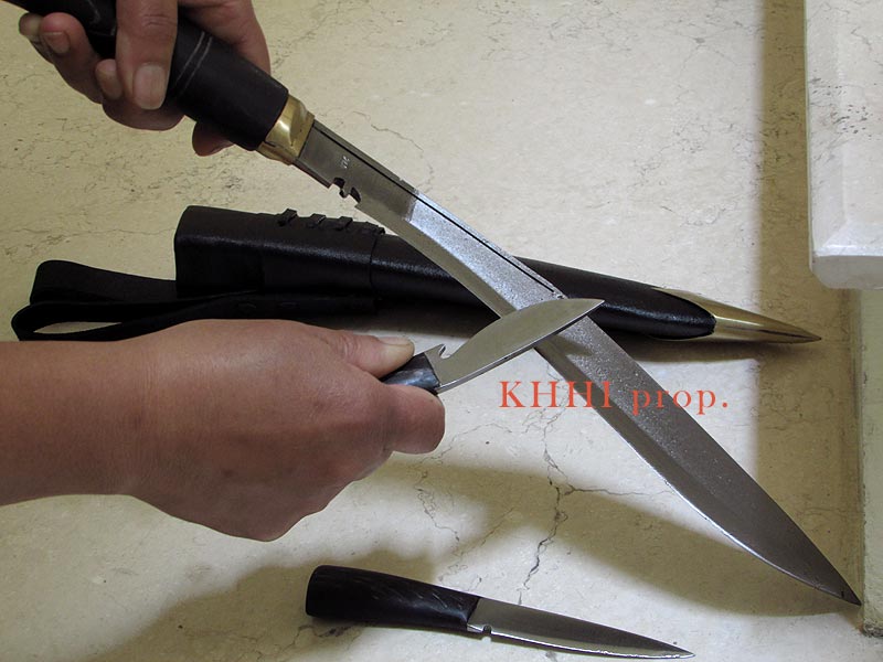 kukri sharpening action with chakmak