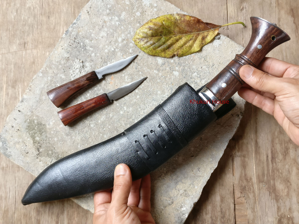 jungle khukuri with traditonal leather sheath and karda chakmak