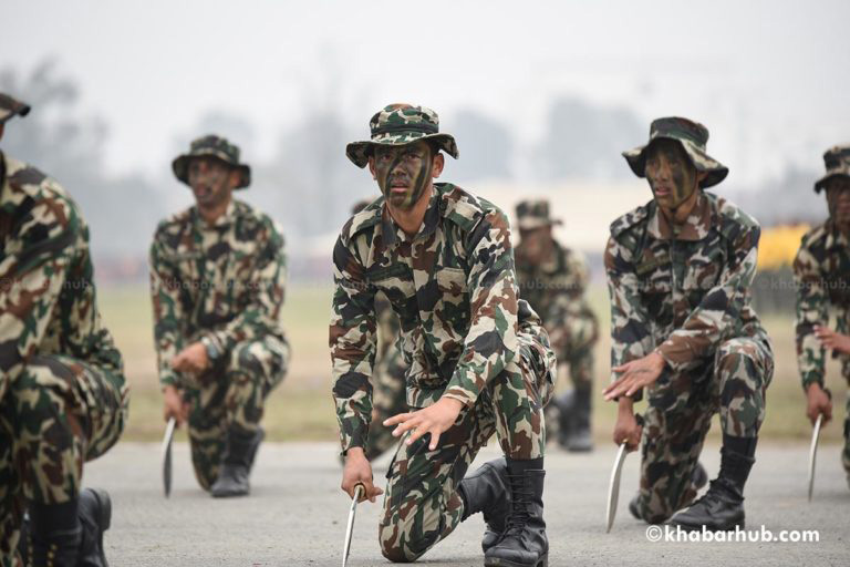 Soldiers performing Kukri Drill 